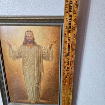 1947 Kriebel & Bates Framed Jesus Christ Lithograph Vintage Religious Artwork - Wilton Armatale engraved "give us our daily...