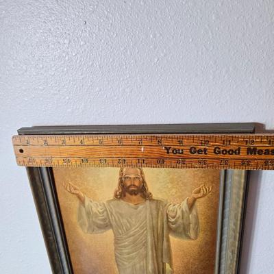 1947 Kriebel & Bates Framed Jesus Christ Lithograph Vintage Religious Artwork - Wilton Armatale engraved "give us our daily...