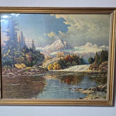 vintage lithograph print by the artist Frederick D. Ogden (1892-1948). - Wooden candle holder & Colorado Juniper hand carved jewelry...