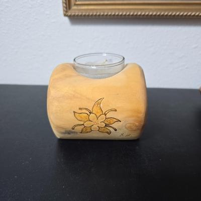vintage lithograph print by the artist Frederick D. Ogden (1892-1948). - Wooden candle holder & Colorado Juniper hand carved jewelry...