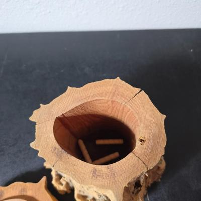 vintage lithograph print by the artist Frederick D. Ogden (1892-1948). - Wooden candle holder & Colorado Juniper hand carved jewelry...