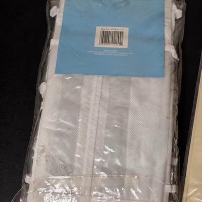 Brand new home must haves! Curtains -Sheer window panel - Shower Curtain liner - Over the door shoe bag