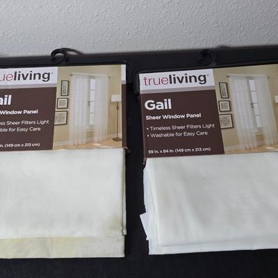 Brand new home must haves! Curtains -Sheer window panel - Shower Curtain liner - Over the door shoe bag