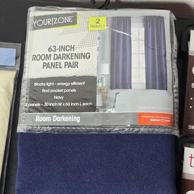 Brand new home must haves! Curtains -Sheer window panel - Shower Curtain liner - Over the door shoe bag