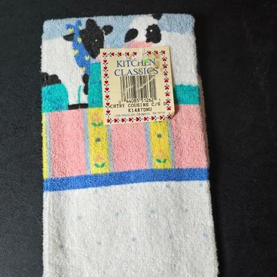 Country Kitchen farm decor - Canvas cow art - Kitchen towels - Barn measuring storage = Barn timer - and more