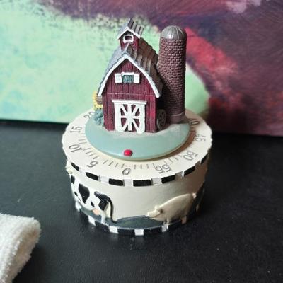 Country Kitchen farm decor - Canvas cow art - Kitchen towels - Barn measuring storage = Barn timer - and more