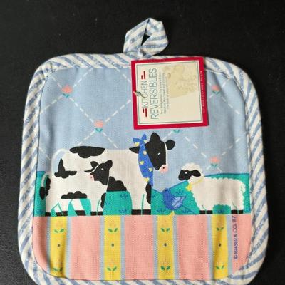 Country Kitchen farm decor - Canvas cow art - Kitchen towels - Barn measuring storage = Barn timer - and more