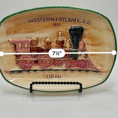 Railroad - Western & Atlantic RR 1855 “General” Locomotive Ashtray W/Chip by Pennsbury Pottery