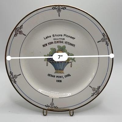 Railroad - 1926 Souvenir Plate, Lake Shore Chapter of NY Central RR Veterans- Cedar Point, OH