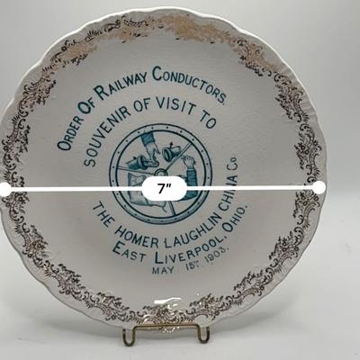 Railroad - 1903 Souvenir Plate, Order of Railway Conductors’ Visit to Homer Laughlin China