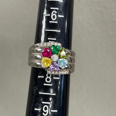 Sterling rings and small blue pin