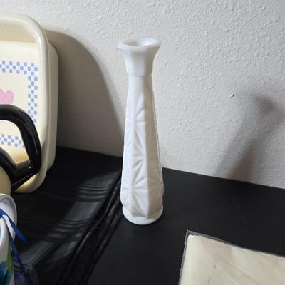 Tea time for two - Mugs - Metal tea kettle - heart candles - HMK Auntie EM Collection cake pan with matching Trivet and more!