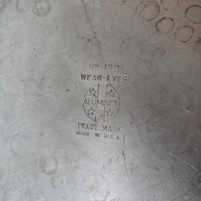 Nice Emeril three-piece pot & pan set, Wear-ever Aluminum pan with lid and a new Kitchen dish towel set