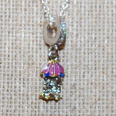 Carousel Style PENDANT/CHARM (¾" x ¼") on a Silver Marked .925 Necklace Chain 18" L