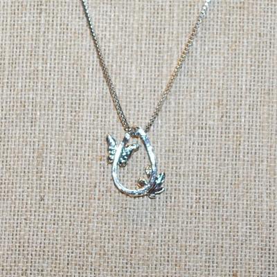 Red/Gold & Silver Butterflies PENDANT ( ¾" x ¾") on a Silver Tone Necklace Chain 16" L