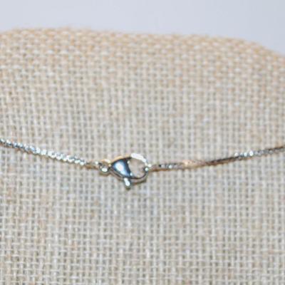 Single Round Clear Stone PENDANT (½" Circ.) on a Layered Loop Setting with a Silver Tone Necklace Chain 16" L