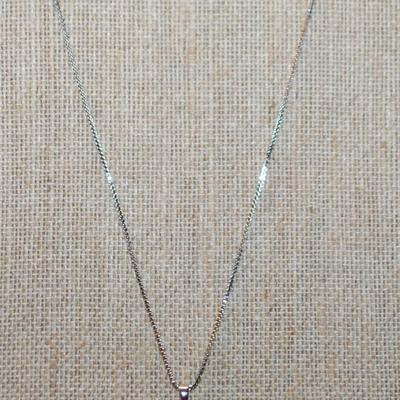 Single Round Clear Stone PENDANT (½" Circ.) on a Layered Loop Setting with a Silver Tone Necklace Chain 16" L