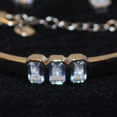 "Jones of New York" Half Infinity Bracelet (3" Circ.) with Lobster Clasp & Rectangle Emerald Cut Earrings with Stud...