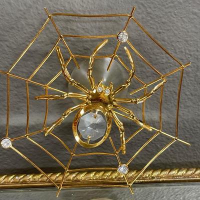Spider gold and crystal window decor