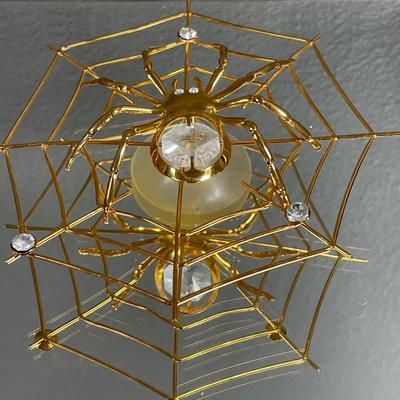 Spider gold and crystal window decor