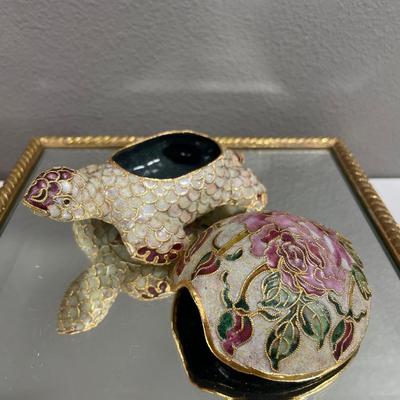 Cloisonné turtle trinket box