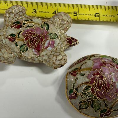 Cloisonné turtle trinket box