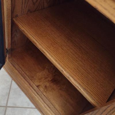 Oak Finish Display Cabinet with Left-Hand Glass Door (No Contents)