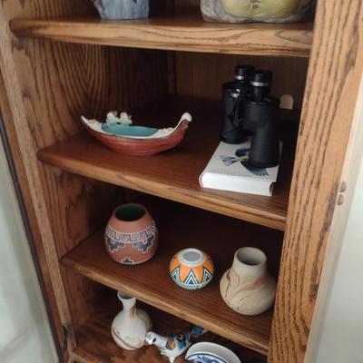 Oak Finish Display Cabinet with Left-Hand Glass Door (No Contents)