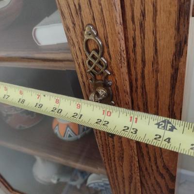 Oak Finish Display Cabinet with Left-Hand Glass Door (No Contents)