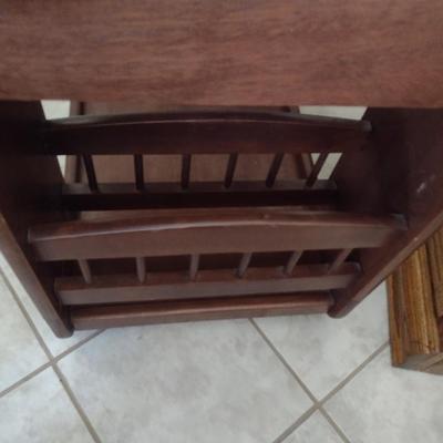 Mahogany Finish Multipurpose Computer and Magazine Stand Roll Cart