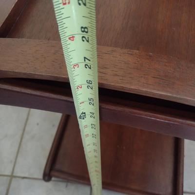 Mahogany Finish Multipurpose Computer and Magazine Stand Roll Cart