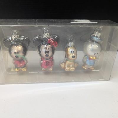 Mickey & Minnie Mouse Pluto & Donald Duck Glass Disney Christmas Ornaments