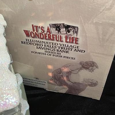 “It’s a Wonderful Life” Illuminated Bedford Falls Trust & Savings Bank – Enesco Holiday Village Collectible