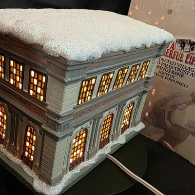 “It’s a Wonderful Life” Illuminated Bedford Falls Trust & Savings Bank – Enesco Holiday Village Collectible