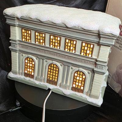 “It’s a Wonderful Life” Illuminated Bedford Falls Trust & Savings Bank – Enesco Holiday Village Collectible