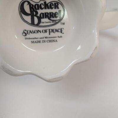 4 - Cracker Barrel Holiday Garden "Let Heaven & Nature Sing" Footed Chickadee Mugs