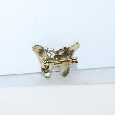 Petite Enameled ORANGE BUTTERFLY BROOCH (1" x ½") on a Silver Tone Setting