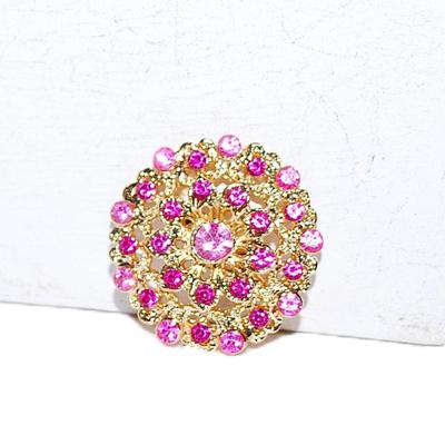 PINK Garland BROOCH (1¼" Diam.) on a Gold Tone Setting