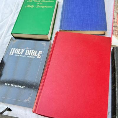 Sale Photo Thumbnail #28: Vintage cookbooks, religious books, Pulp Fiction, 2 Kennedy books. Bibles, and other spiritual books, unusual vintage cookbooks and paperback books. These books are in used conditions, with some damage, discoloration and may have writing.