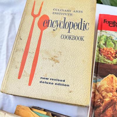 Sale Photo Thumbnail #26: Vintage cookbooks, religious books, Pulp Fiction, 2 Kennedy books. Bibles, and other spiritual books, unusual vintage cookbooks and paperback books. These books are in used conditions, with some damage, discoloration and may have writing.