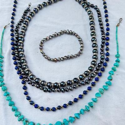 Sale Photo Thumbnail #55: Lavender jade on a 26" Italian 925 chain, pendant is also Sterling and marked. Lavender jade bracelet, Lavender jade Silver heart bracelet ( Chain did not test sterling and is not marked) Real colored Freshwater pearls necklaces and bracelet. Display NOT 