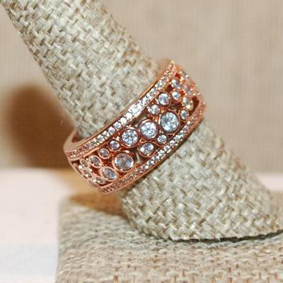 Size 9 ROSE GOLD "Circles of Circles Bubbles" Ring & Infinity Styled Band (6.2g)
