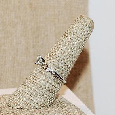 Size 8 Delicate Clear Stone with a Bluish Hue HEART Shaped Ring with Side Loops on a Silver Band (1.3g)