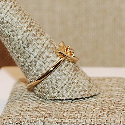 Size 10 ¼ Marked .925 Small Clear Round Stone on a Horizontal HEART Setting and Gold Band (2.5g)