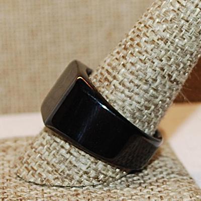 Size 11 All Black No Stones Stainless Steel Ring (16.2g)