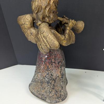 Roman Inc. Acrylic Angel Playing Violin Approx 11 1/4" Tall & Cherub