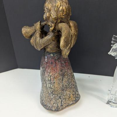 Roman Inc. Acrylic Angel Playing Violin Approx 11 1/4" Tall & Cherub