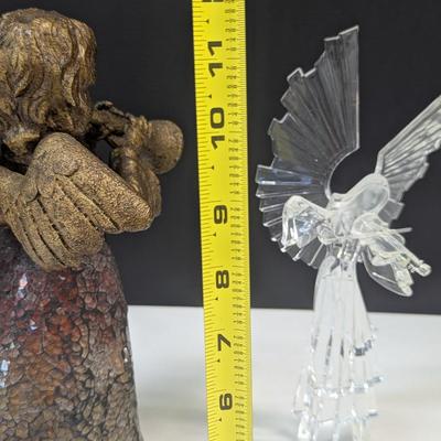 Roman Inc. Acrylic Angel Playing Violin Approx 11 1/4" Tall & Cherub