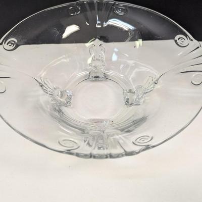 Frosted Swan Pitcher - Bubble Design Clear Glass Bowl - Fostoria Footed Bowl