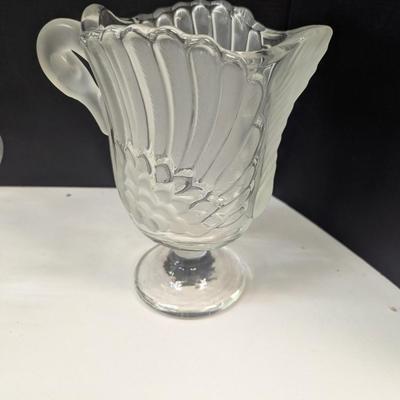 Frosted Swan Pitcher - Bubble Design Clear Glass Bowl - Fostoria Footed Bowl